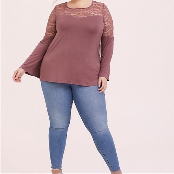 torrid Tops - Torrid Lace Inset Bell Sleeve Top Size 0